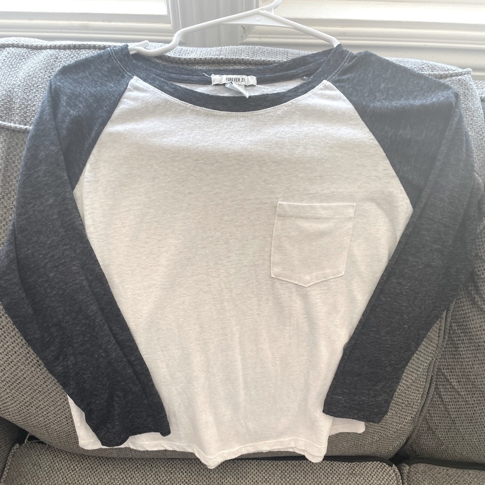 Women baseball tee crop long sleeve